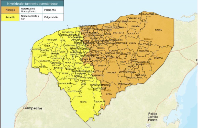 Por 'Zeta', Protección Civil emite alerta amarilla y naranja para Yucatán